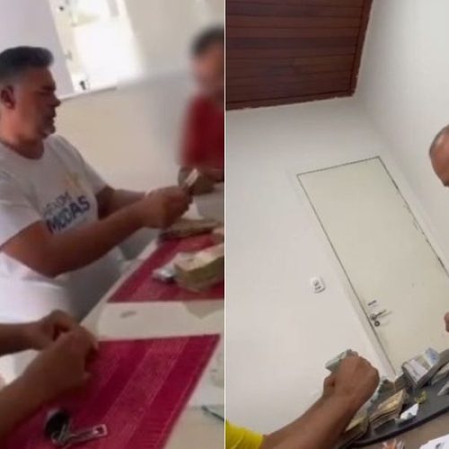 Eleições: Candidato a prefeito de Serrinha é flagrado contando pilhas de dinheiro; ASSISTA